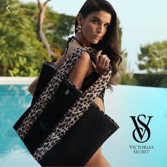 Victoria's Secret Black and Leopard Tote - Picture 1 of 3